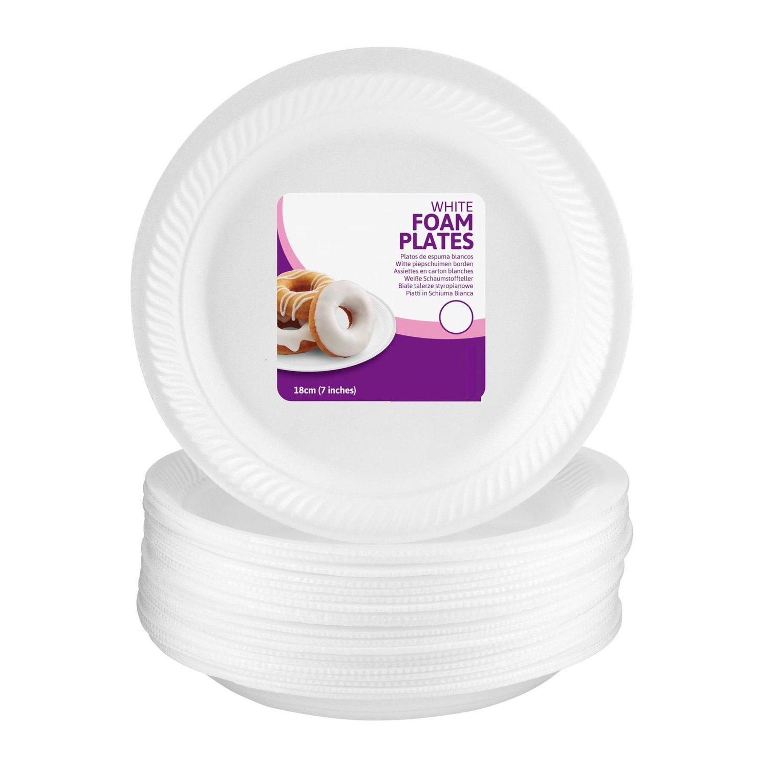 7 inch White Foam Disposable Party Paper Plates For Party Pack Of 100
