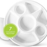 7 Compartment Disposable Round Bagasse Plates