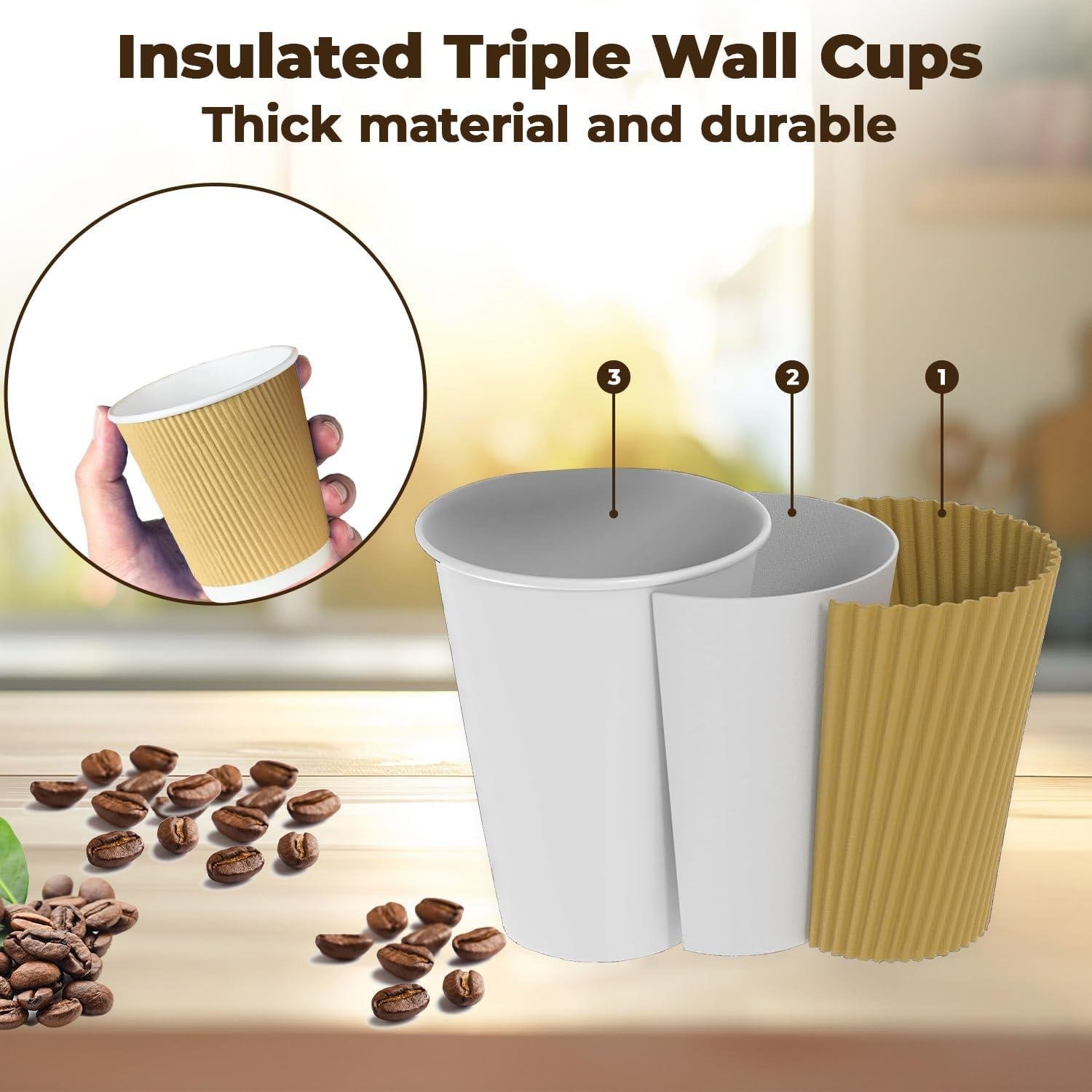 4oz Kraft Ripple Paper Coffee Cups - Image 3