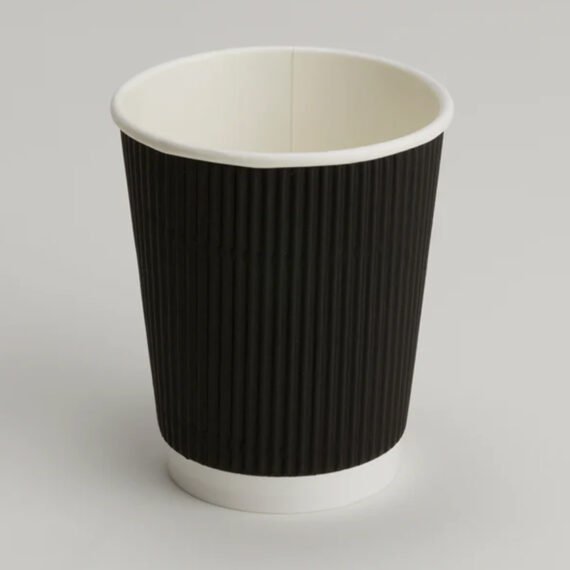 8oz Black Ripple Paper Coffee Cups – ECONX