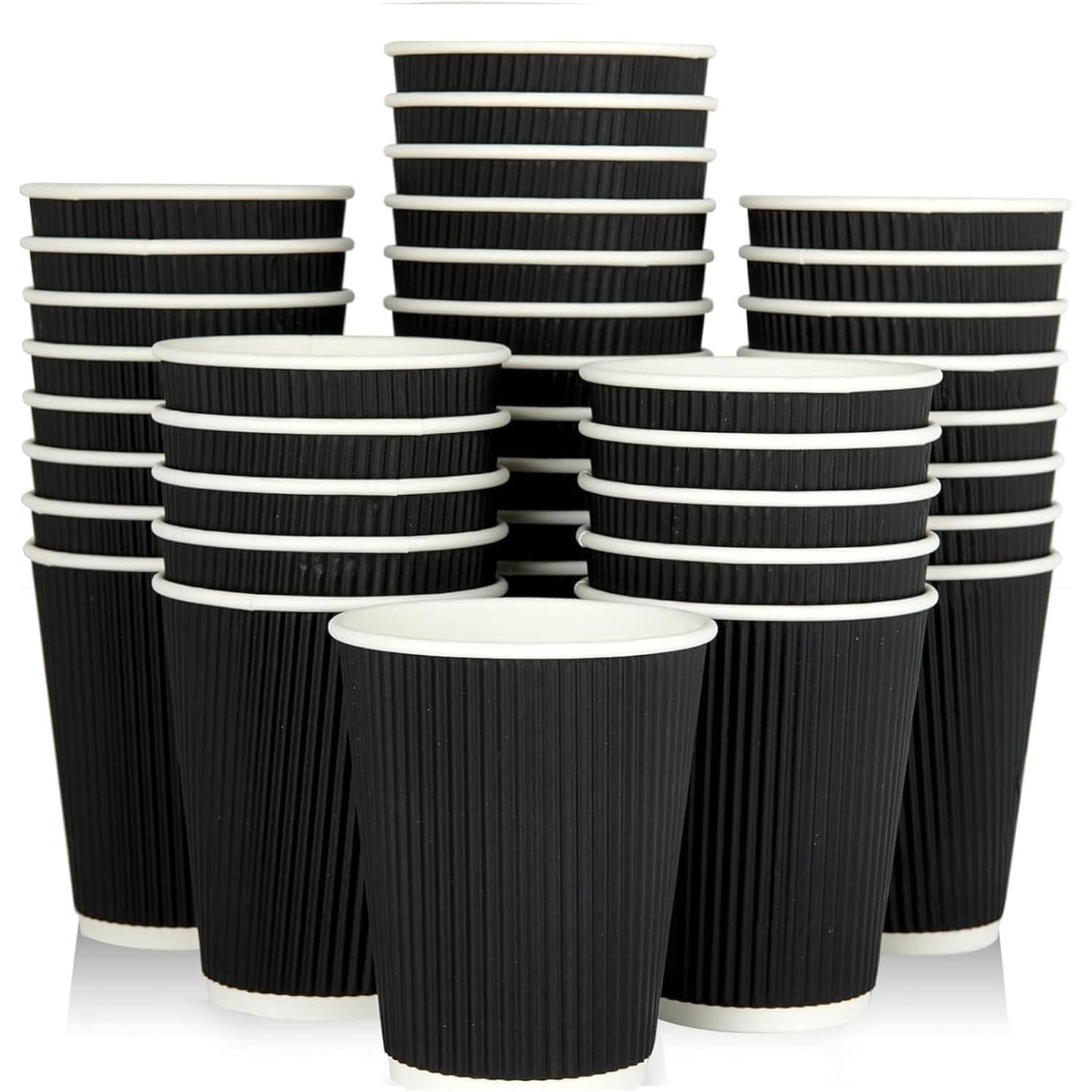 8oz Black Ripple Paper Coffee Cups - Image 8