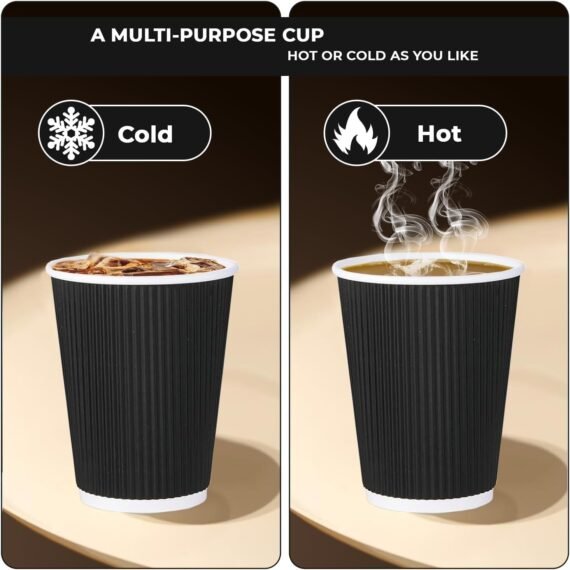 8oz Black Ripple Paper Coffee Cups – ECONX