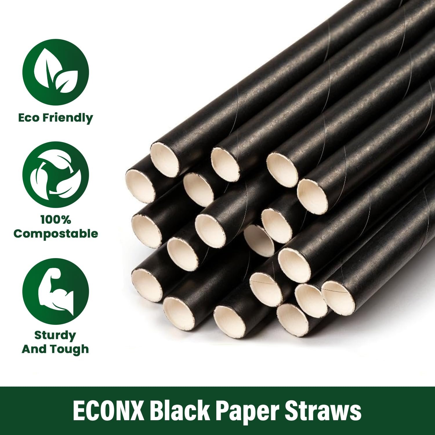 Black Paper Drinking Straws 200mm x 6mm - Image 5