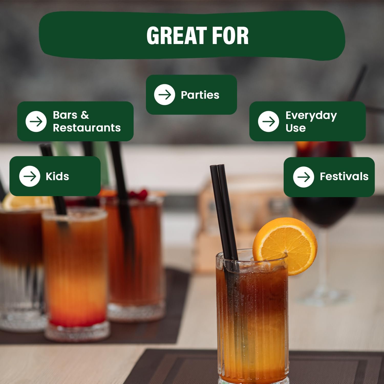 Black Paper Drinking Straws 200mm x 6mm - Image 9