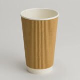 16oz Disposable Kraft Ripple Paper Coffee Cups