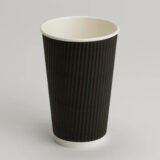 16oz Disposable Black Ripple Paper Coffee Cups