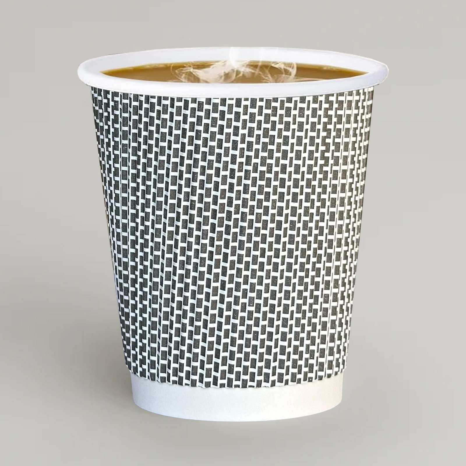 12oz Ripple Paper Coffee Cups Black Chex