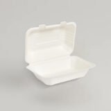9 x 6" Bagasse Clamshell 1 Compartment Takeaway Containers Lunch Boxes
