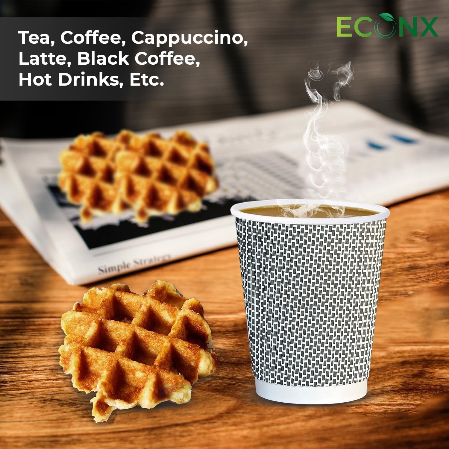 12oz Ripple Paper Coffee Cups Black Chex - Image 6