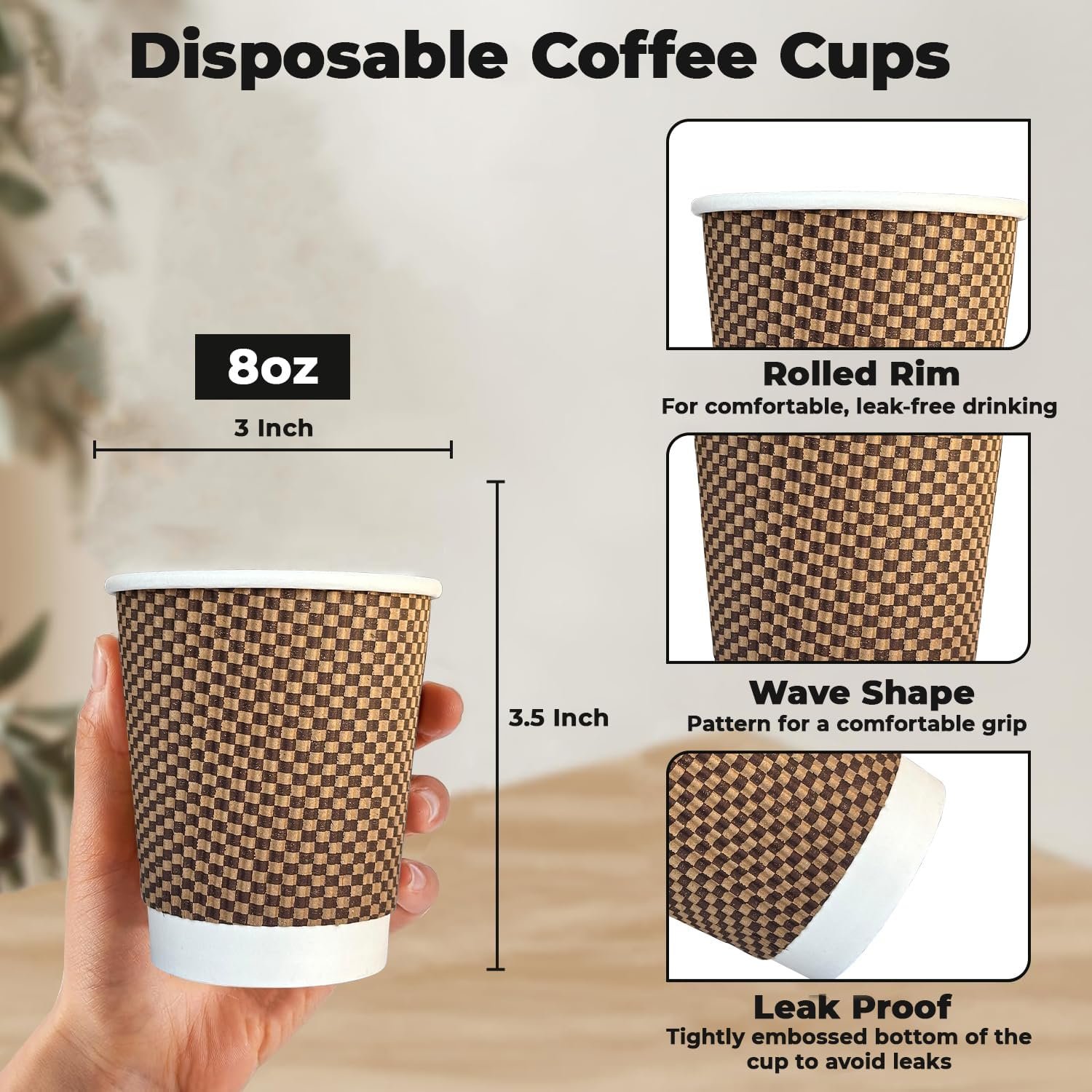 8oz Premium VIP Chex Ripple Paper Coffee Cups - Image 2
