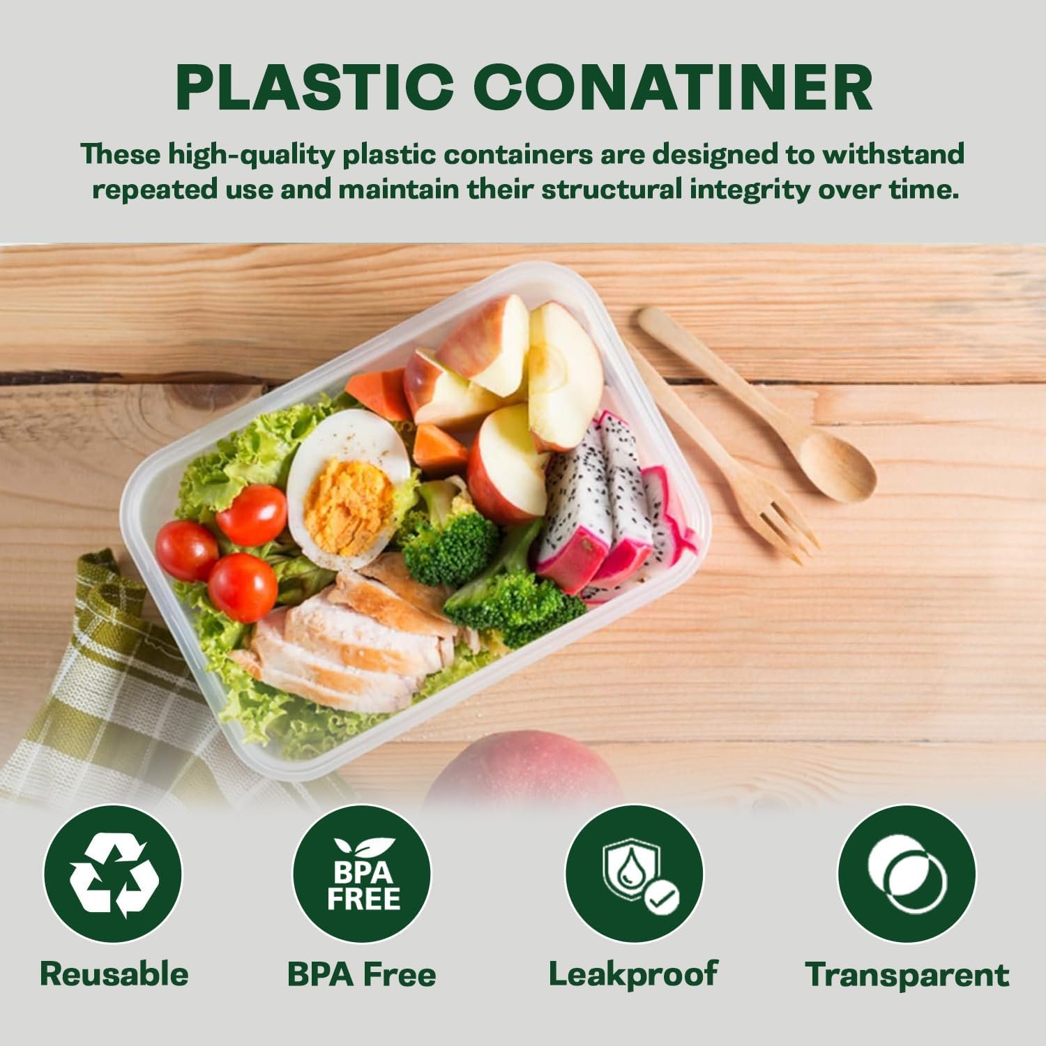 500ml Clear Microwavable Meal Prep Plastic Containers With Lid - Image 3