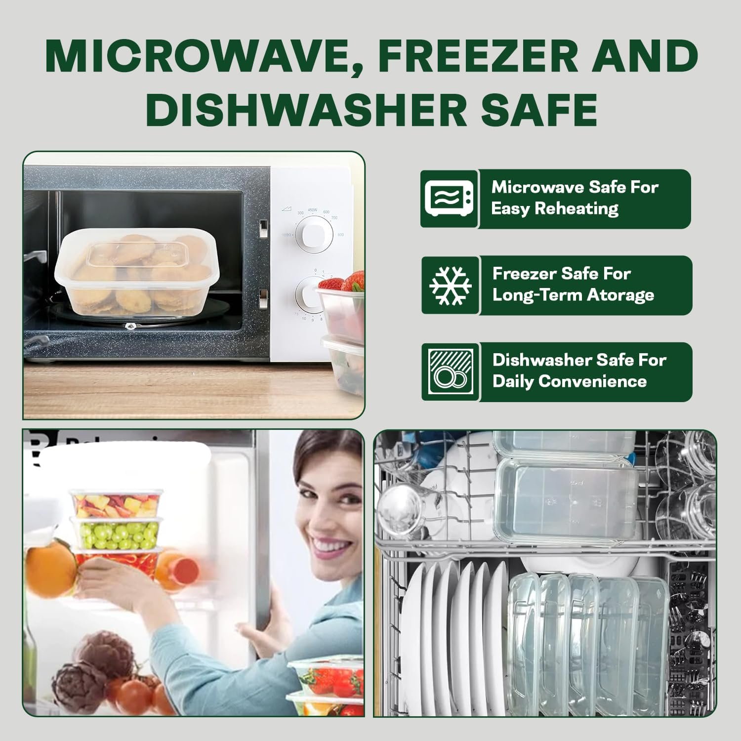 500ml Clear Microwavable Meal Prep Plastic Containers With Lid - Image 5