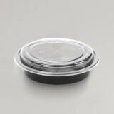 24oz Black Base Round PP Container With Lid