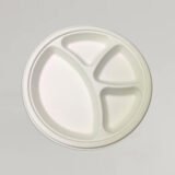 4 Compartment Round Bagasse Plates 12”