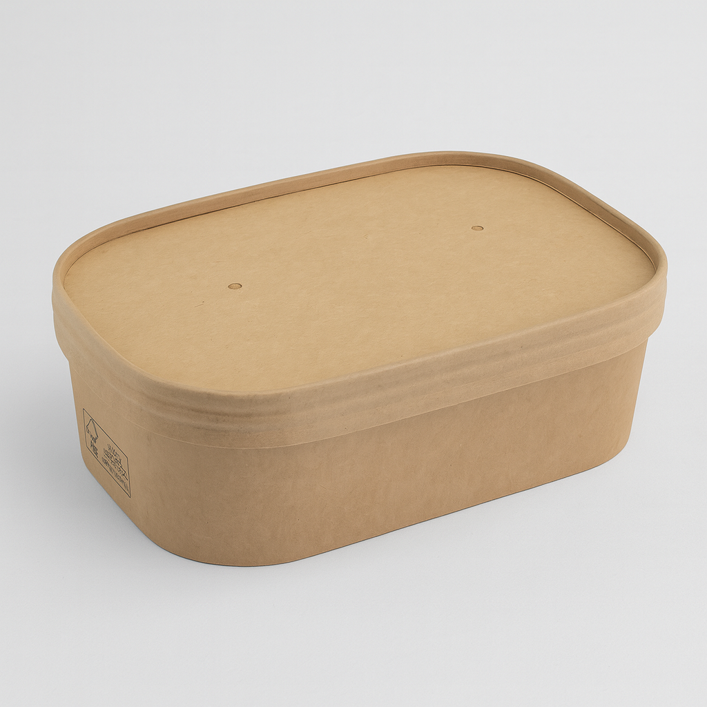 22oz (650ml) Heavy Duty Kraft Rectangular Paper Food Containers - Image 2