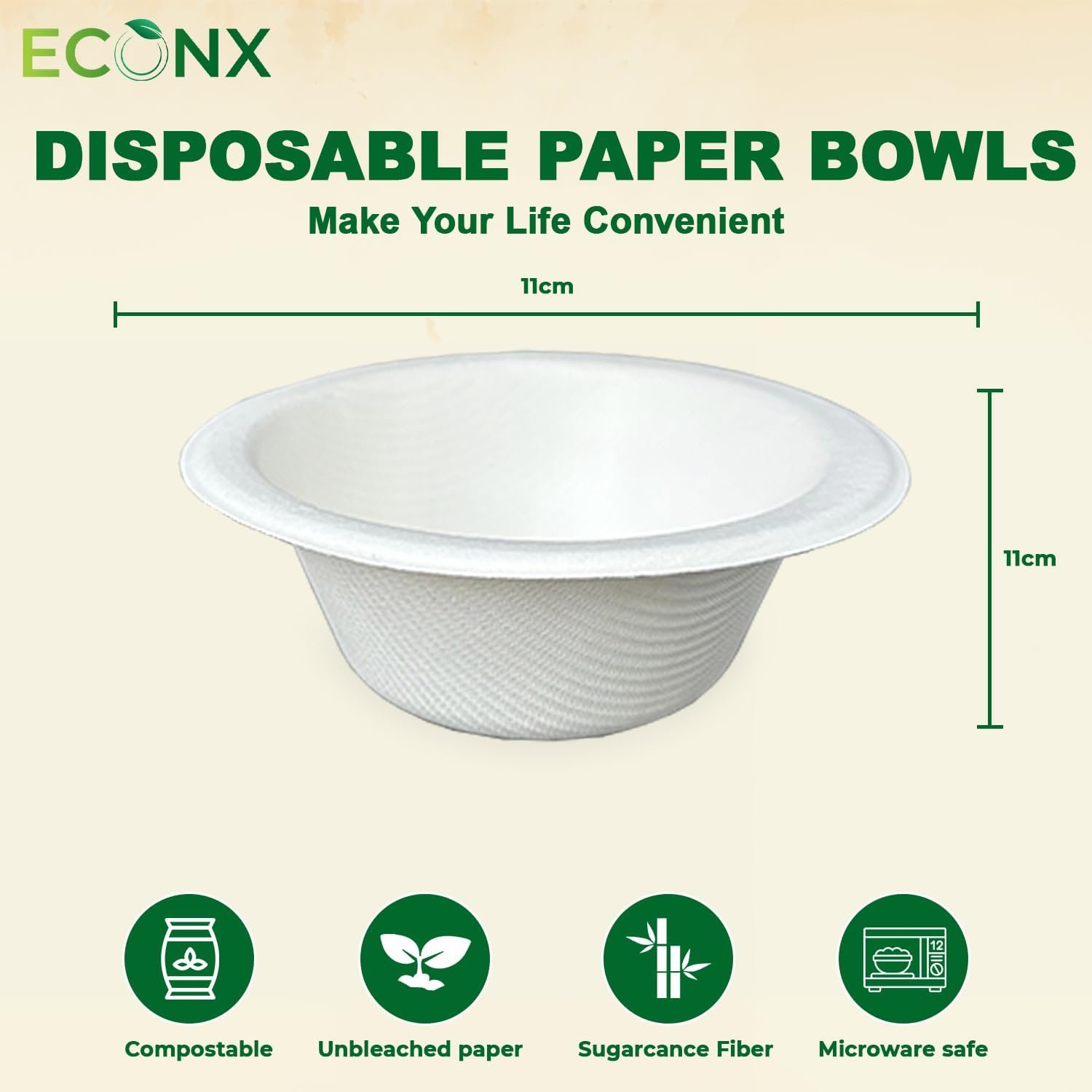 6oz White Round Bagasse Bowls - Image 2