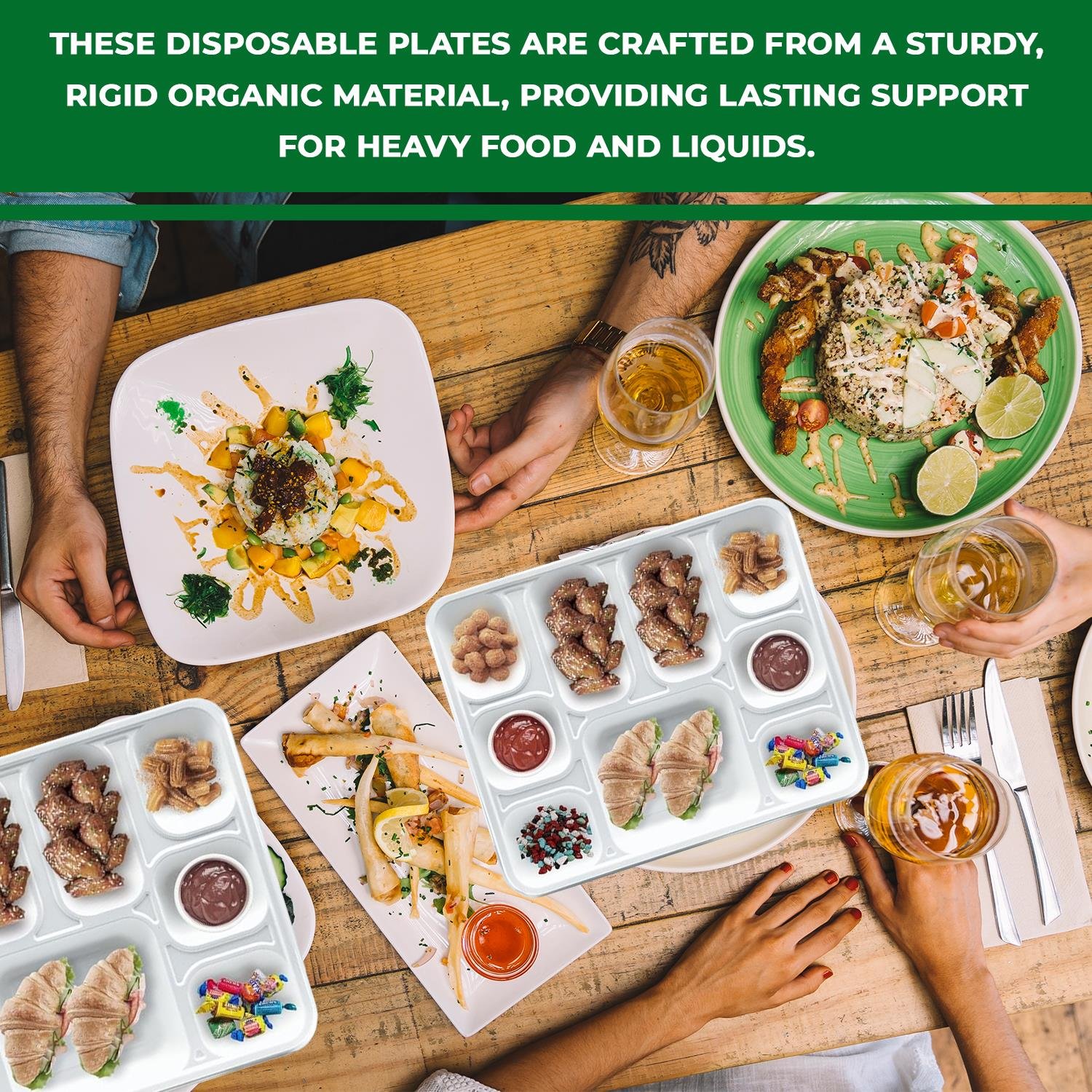 9 Compartment Rectangular Bagasse Plates - Image 6