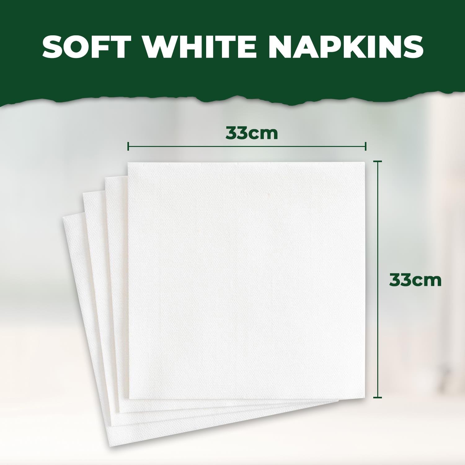 33cm 2-Ply White Paper Napkins 4 Fold - Image 7