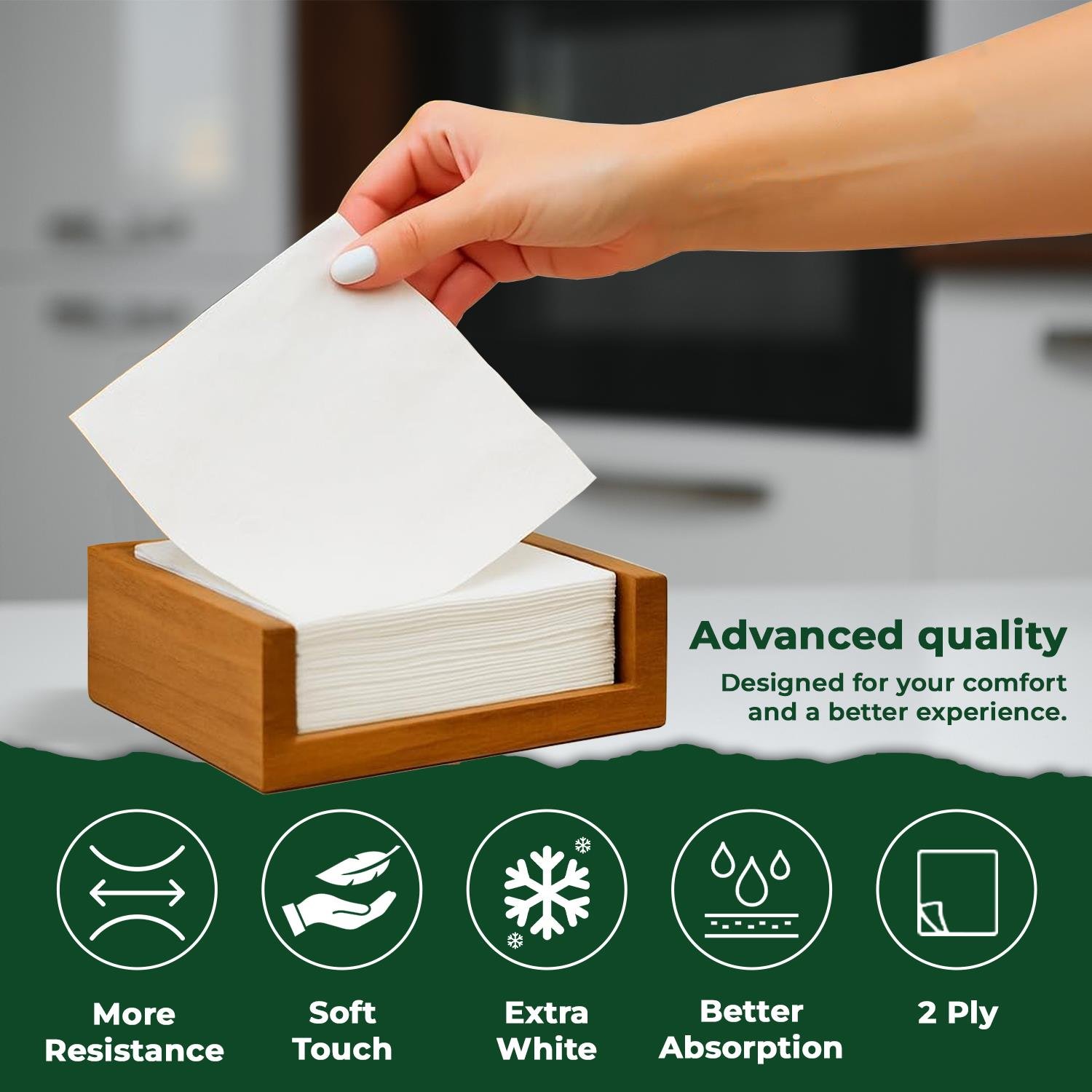33cm 2-Ply White Paper Napkins 4 Fold - Image 8
