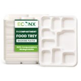 9 Compartment Rectangular Bagasse Plates Wide