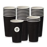 20oz Kraft Ripple Paper Coffee Cups Black
